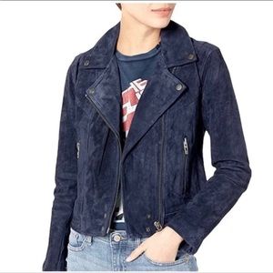 CC California Navy Blue Suede Moto Jacket XL